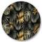 Designart - Black and Gold Tropical Leaves II - Modern Metal Circle Wall Art